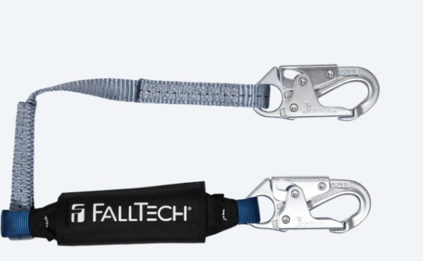 FALLTECH 4' SINGLE LEG LANYARD - VIEWPACK WITH STEEL SNAP HOOKS