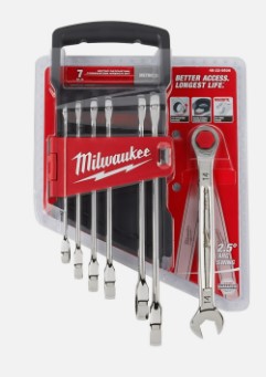 MILWAUKEE RATCHETING COMBINATION WRENCH SET - METRIC (7 PC)